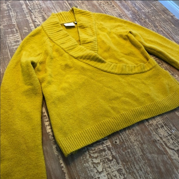 NWOT Anthropologie Yellow Wool Blend Wrap Sweater - Picture 5 of 8